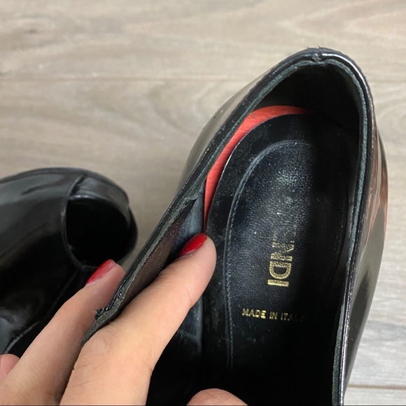 Fendi | Black Patent Leather Peep Toe Mesh Booties - Picture 8 of 10